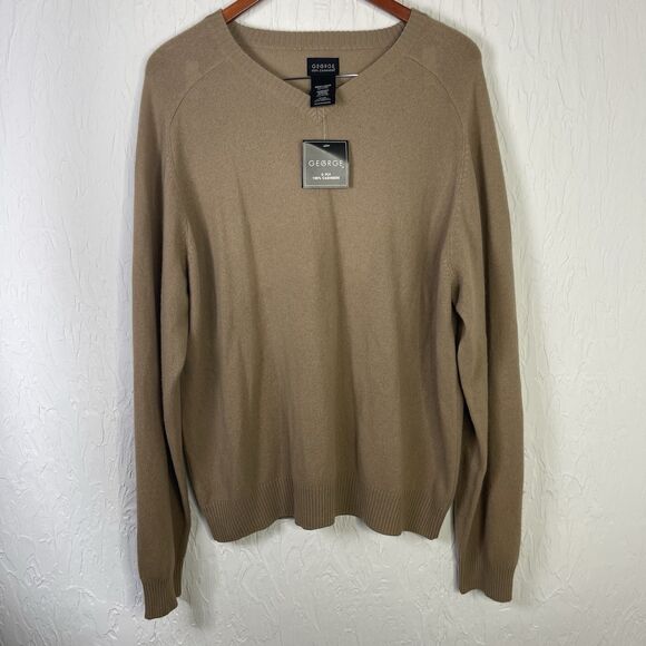 George Other - NWT Vintage George Men's Large Cashmere Sweater Long Sleeve Coffee Brown READ T